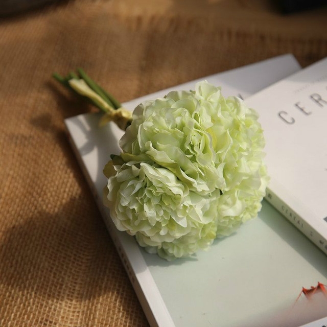

5 Heads Fake Flowers Artificial Flowers Peony Bouquet for Wedding and Home Decoration(Green)