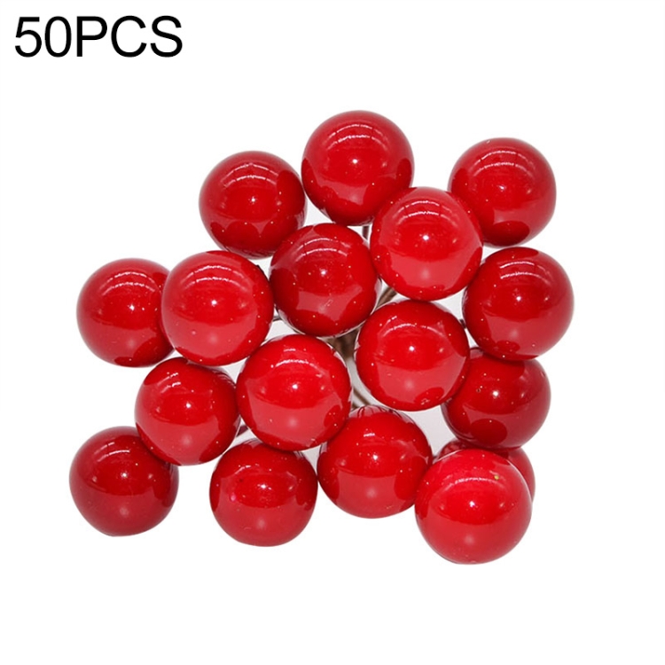

50 PCS Mini Foam Peony Fruit Artificial Flowers Fruit Decoration(red)