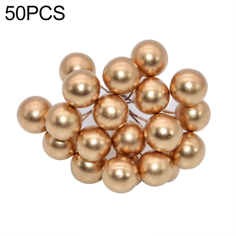 

50 PCS Mini Foam Peony Fruit Artificial Flowers Fruit Decoration(gold)