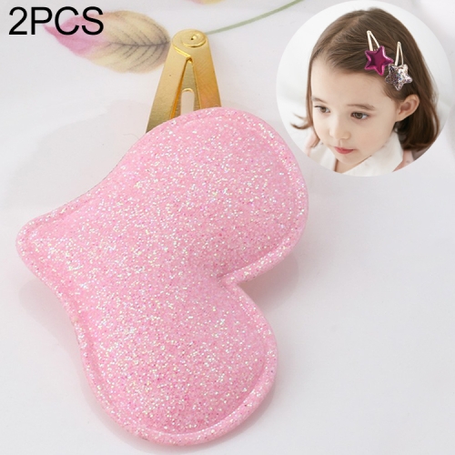 

2 PCS Metal Color Children Shiny Hairgrips Baby Hairpins Girls Hair Accessories, Size:4.7cm(Pink Heart)