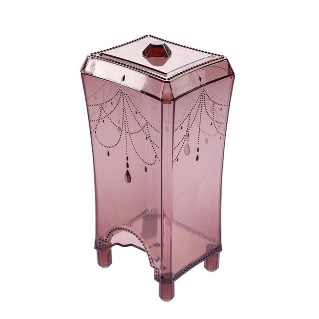 

2 PCS Desktop Cotton Pad Storage Box Plastic Transparent Box(Coffee)