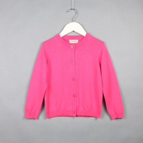 

Spring and Autumn Children Clothing Girl Cotton Knit Cardigan Sweater, Kid Size:90cm(Rose Red)