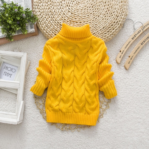 

Yellow Winter Children's Thick Solid Color Knit Bottoming Turtleneck Pullover Sweater, Height:20Size（120cm）