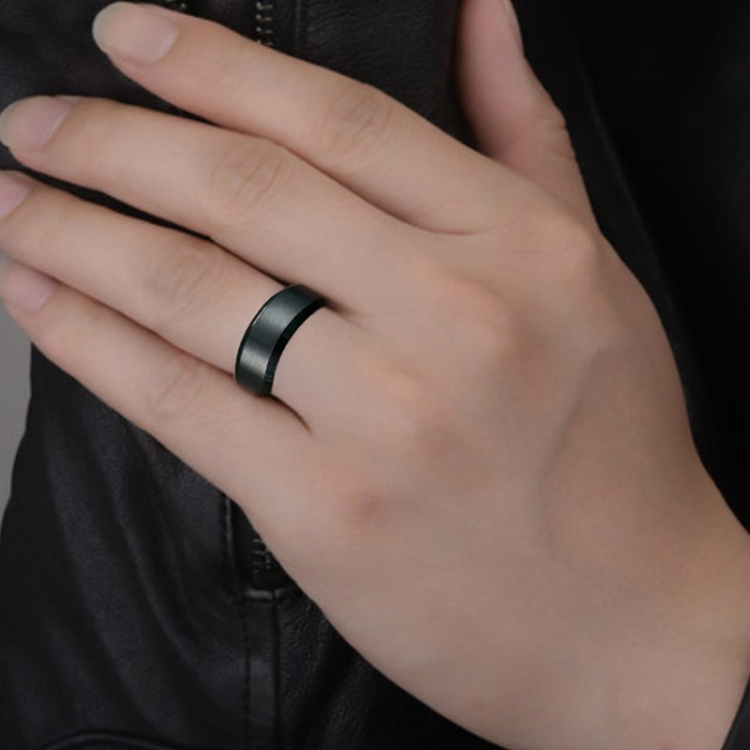 

2 PCS Ring Men Titanium Black, Ring Size:7(Black)