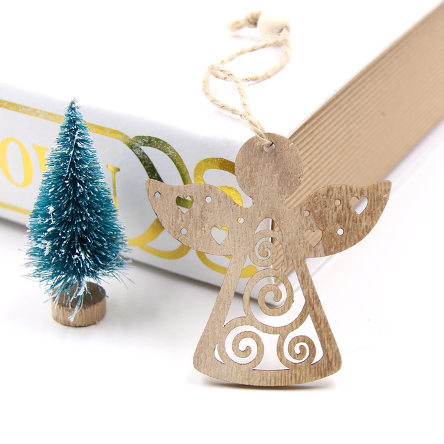 

6 PCS Hollow Christmas Wooden Pendants Ornaments for Xmas Tree Ornament Christmas Party Decorations(Angel)