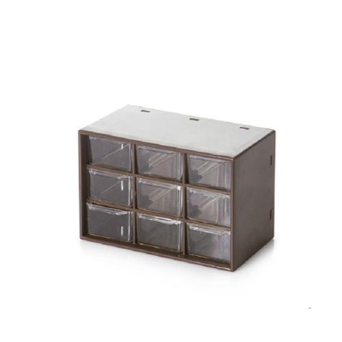 

9-grid Transparent Jewelry Box Home Simple Drawer Storage Box(Brown)