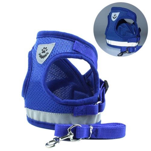 

Adjustable Polyester Mesh Reflective Vest Lead Leash for Pet Dog, Size:L(Blue)