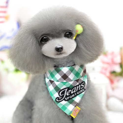 

2 PCS Pure Cotton Plaid Dog Scarf Small and Medium-sized Dog Saliva Towel, Size:S20-30cm(Green)