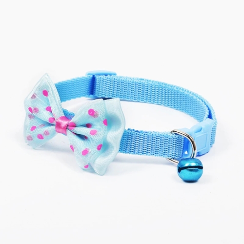 

Adjustable Bow Knot Bell Collar Cat Dog Collars Pet Supplies(Sky Blue)
