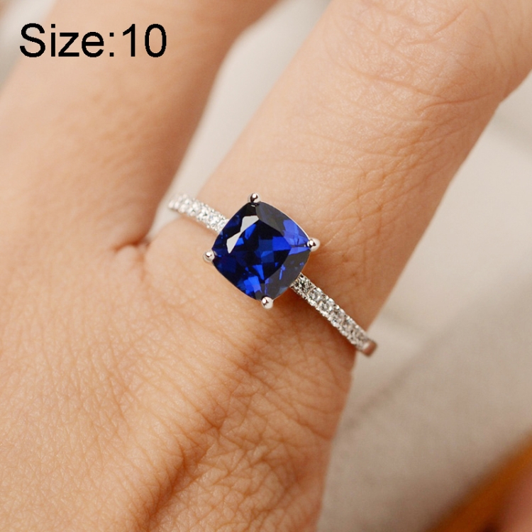 

Women Fashion Desgin Luxury Inlaid Stone Square Rings, Ring Size:10(Blue)