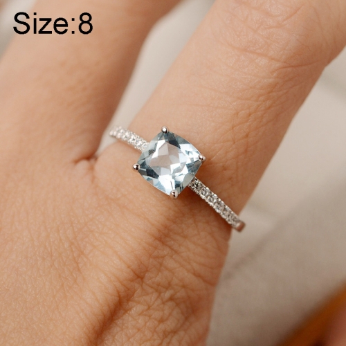 

Women Fashion Desgin Luxury Inlaid Stone Square Rings, Ring Size:8(Light Blue)