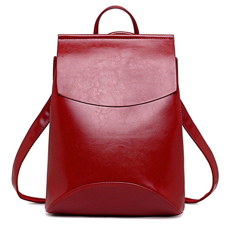 

Fashion Women Backpack Youth Leather Backpacks for Teenage Girls Female School Double-Shoulder Bag(Red)
