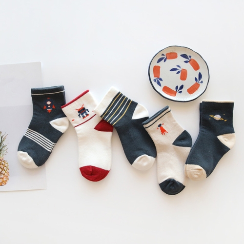 

5 Pairs Children Autumn Winter Cartoon Socks for Girls Kids, Size:S(Space Group)