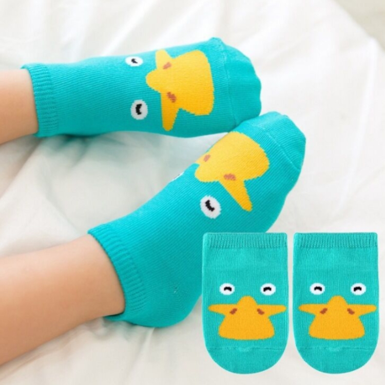 

3 Pairs Small Infant Socks Little Ears Cotton Socks Kids Baby Cartoon Pattern Anti-slip Socks, Size:S(Green Duck)