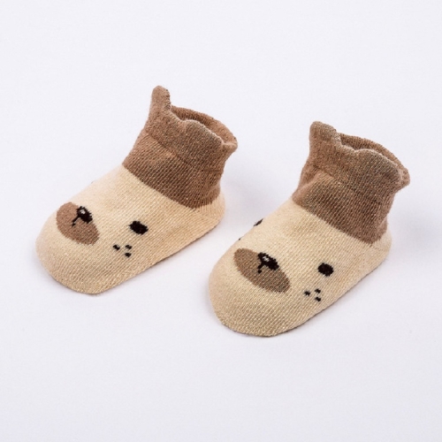 

Three-dimensional Color Matching Children Boat Socks Shallow Mouth Baby Floor Socks, Size:M(Brown Bear)