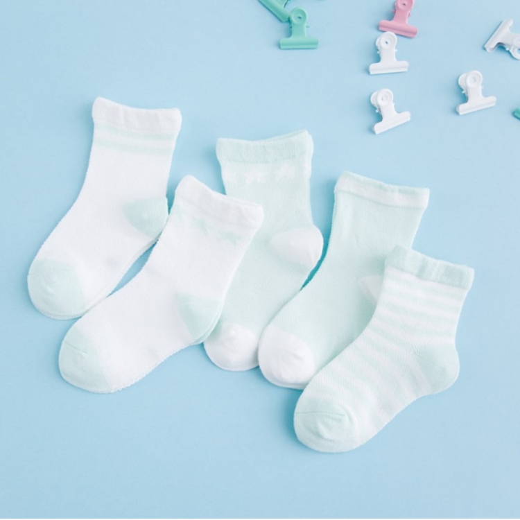 

5 Pairs Cute Cartoon Socks Infant Toddler Soft Cotton Comfortable Ankle Socks, Size:M(New Green)