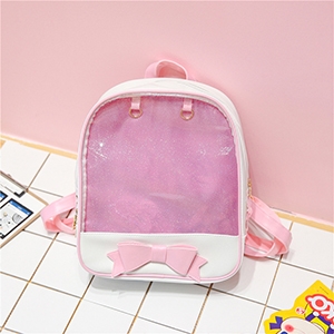

Transparent Children Backpack Cute Bow Bags Mini Schoolbag(Pink)