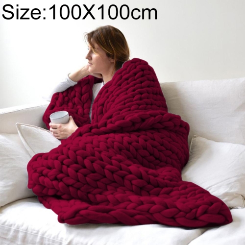 

Fashion Handmade Knitted Wool Blanket, Size:100X100cm(Red)