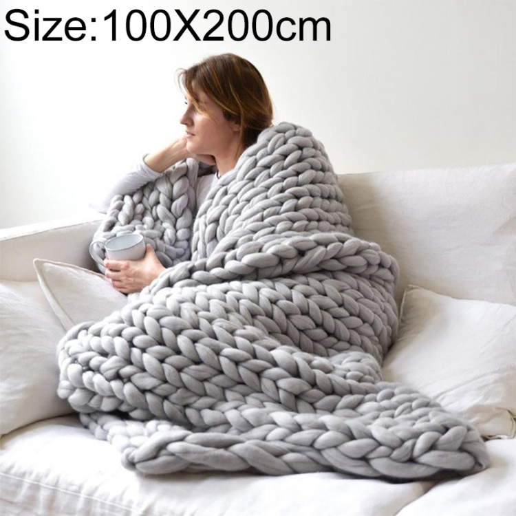 

Fashion Handmade Knitted Wool Blanket, Size:100X200cm(Grey)