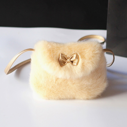 

Cute Princess Girl Mini Cross body Bag Fashion Bowknot Imitation Fur Shoulder Messenger Bag Purse(Beige )