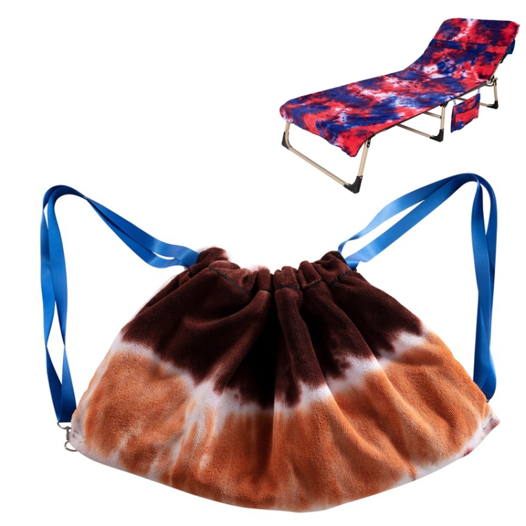 

Tie-Dyed Microfiber Recliner Cover Beach Chair Towel Backpack Beach Towel, Size: 210 x 75cm(Coffee)