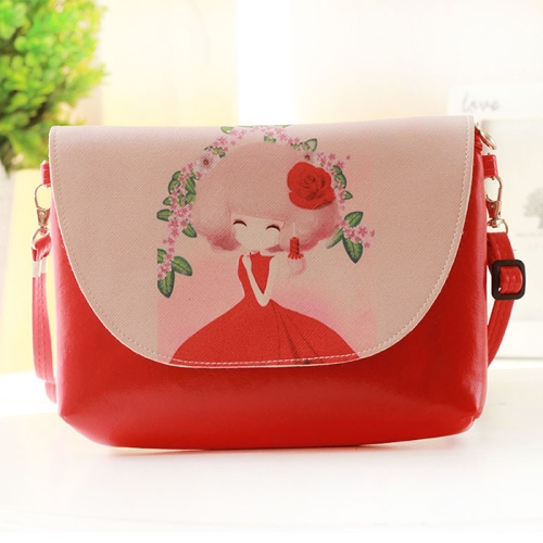 

Cartoon Printing Kids Messenger Bags Clutch Shoulder bags for Girls Party Handbags(Dark Red)