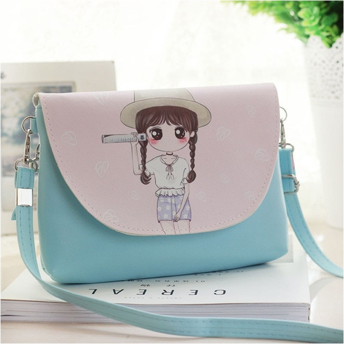 

Cartoon Printing Kids Messenger Bags Clutch Shoulder bags for Girls Party Handbags(Blue)