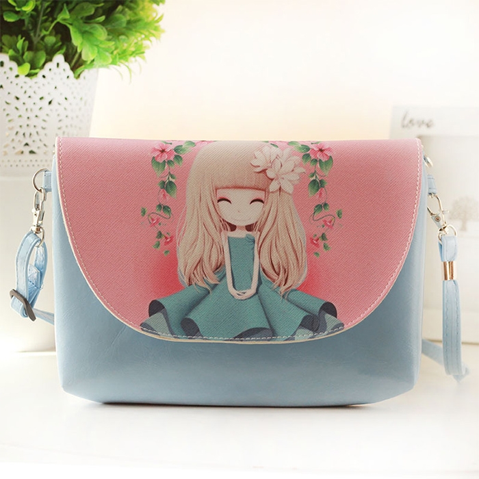 

Cartoon Printing Kids Messenger Bags Clutch Shoulder bags for Girls Party Handbags(Blue Girl )