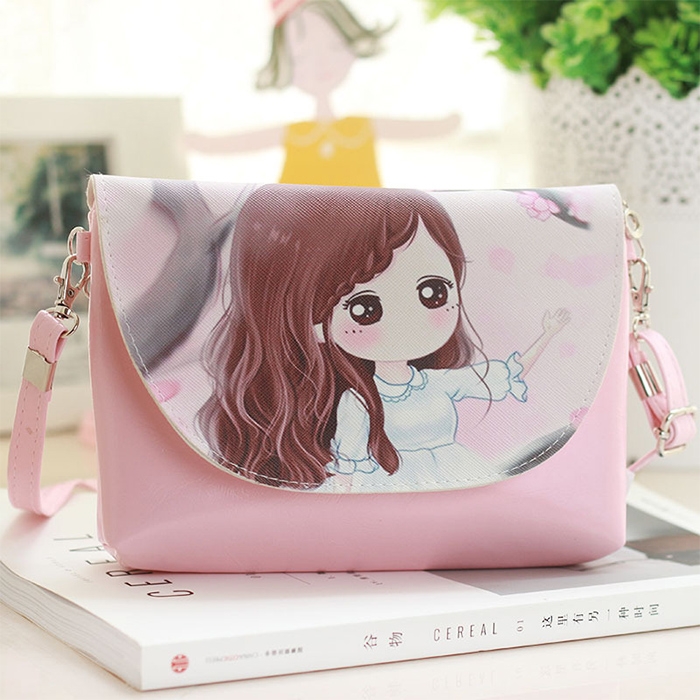 

Cartoon Printing Kids Messenger Bags Clutch Shoulder bags for Girls Party Handbags(Pink blossom)