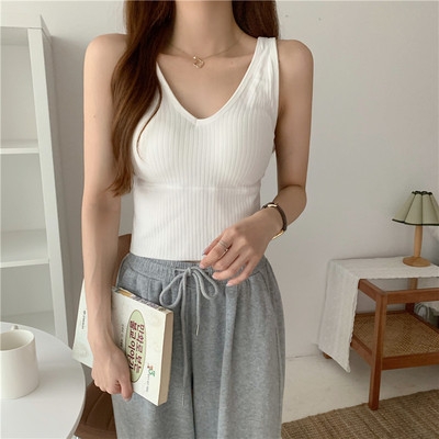 

V-Neck Detachable Chest Pad Short Beauty Back Wrapped Chest Bottoming Vest Sling, Size: Free Size(White)