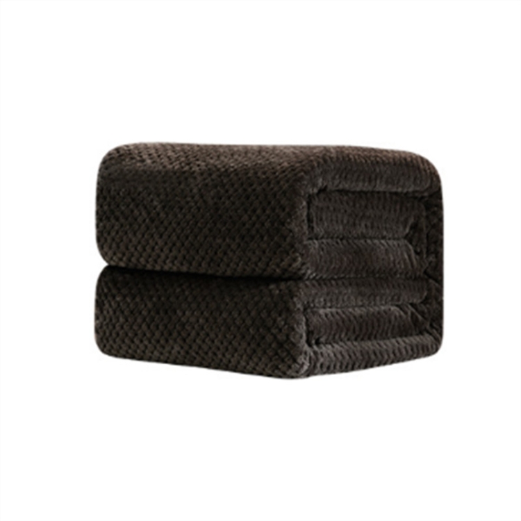 

Thicken Solid Color Mesh Pineapple Flannel Blanket Coral Fleece Air Conditioning Sofa Cover Winter Warm Sheets Easy Wash Faux Fur Blankets, Size:45x65cm(Coffee)