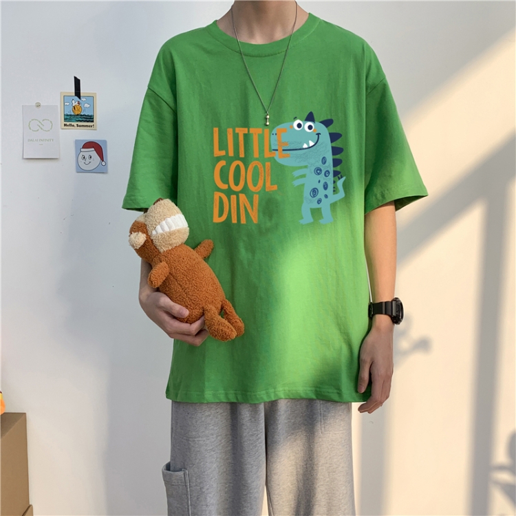 

Loose T-Shirt Print Round Neck Short Sleeve T-Shirt Five-Point Sleeve T-Shirt, Size: XXL(Green)