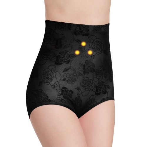 

Body Shaping High Waist Slimming Briefs Pure Cotton Crotch Breathable Sexy Women Underwear, Size: M(Black with Magnet)