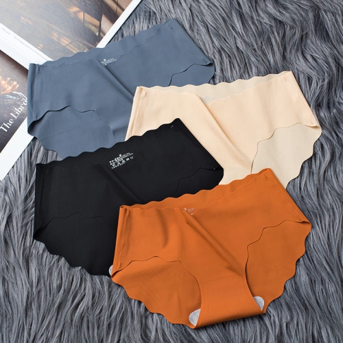 

4 PCS / Set Non-trace Ice Silk Panties Female Pure Cotton Crotch Antibacterial Mid-Waist Breathable Girl Briefs, Size: L(Dark Gray+Flesh Color+Black+Caramel)