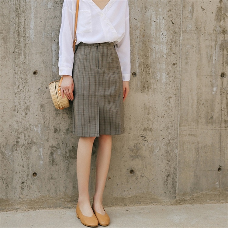 

Half-Length Simple A-Line Package Hip Skirt, Size: L(As Shown)