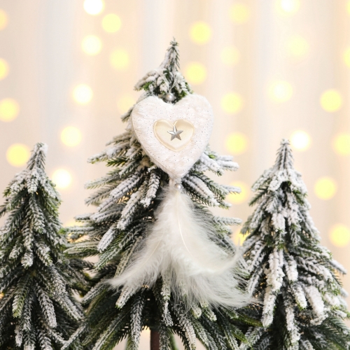 

7 PCS Christmas Tree Feather Pendant Christmas Decoration Household Items Christmas Tree Pendant, Style:Heart(White)