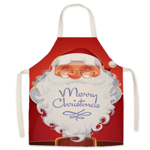 

2 PCS Christmas Apron Fabric Linen Printed Overalls Decorations, Size:65x75cm(Beard)