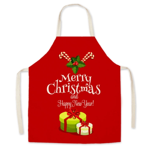 

2 PCS Christmas Apron Fabric Linen Printed Overalls Decorations, Size:45x56cm(Gift)