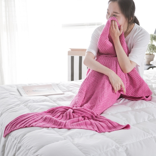 

Mermaid Tail Blanket For Adult Super Soft Sleeping Knitted Blankets, Size:90 X50cm(Purple Pink)