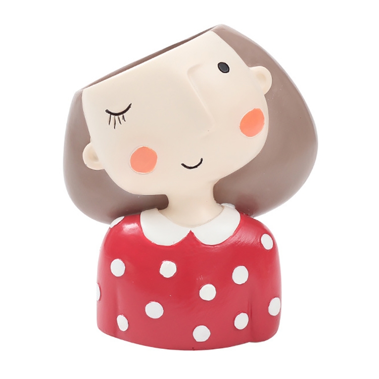 

Flower Dessert Shop Home Garden Decoration Planter Pot Cute Girl Heart Flowerpot Desktop Vase Office Accessories Bonsai Ornaments(Playful Girl)