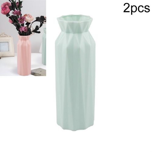 

2 PCS Creative Plastic Round Vase Simple Anti-fall Home Decoration Ornaments(Green)