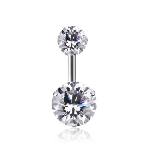 

2 PCS Zircon Crystal Body Jewelry Belly Button Ring Navel Piercing Ear Drill(White)