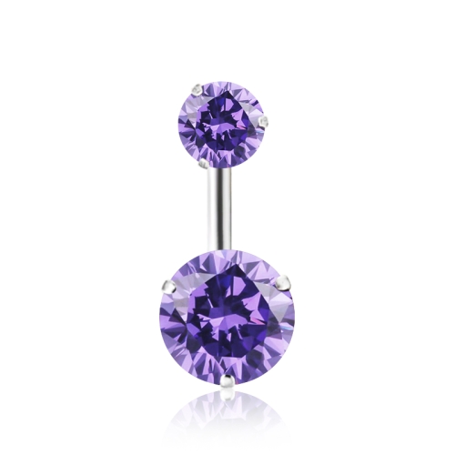 

2 PCS Zircon Crystal Body Jewelry Belly Button Ring Navel Piercing Ear Drill(Purple)