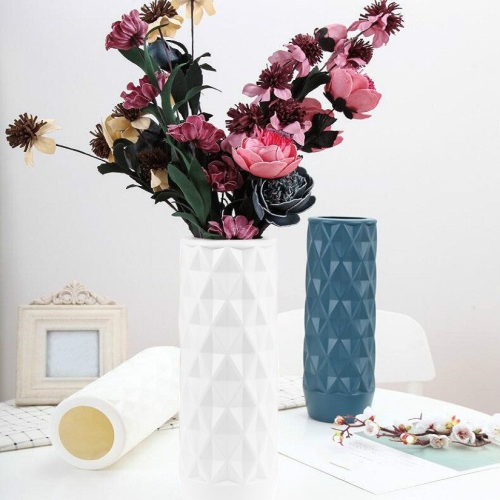 

Flower Arrangement Container Creative Straight Vase Plastic Home Decoration(Milk White)