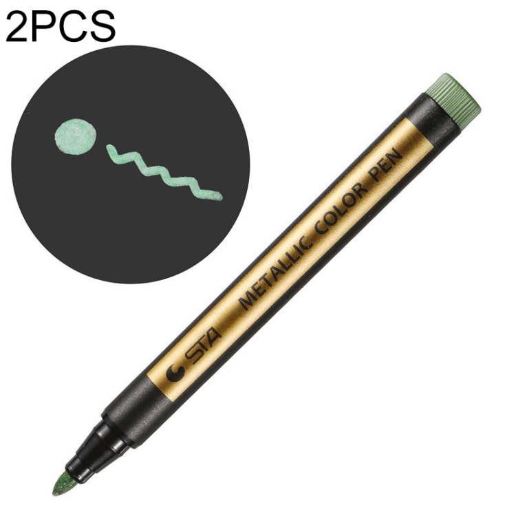 

2 PCS Colored Highlighters Waterproof Marker Pens(Light Green)