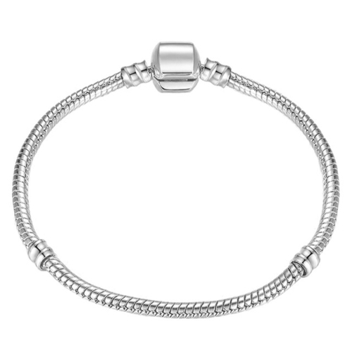 

17-21cm Silver Snake Chain Link Bracelet Fit European Charm Pandora Bracelet, Length:21cm(Silver Plated)