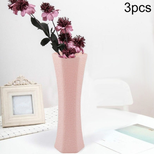 

3 PCS Creative Home Flower Arrangement Plastic Vase Anti-fall Hydroponic Vase Decorative Ornament(Pink)