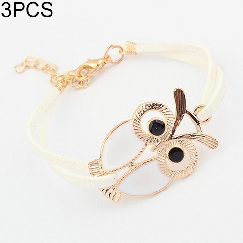 

3 PCS Owl Decorated Artificial Leather Retro Bracelet