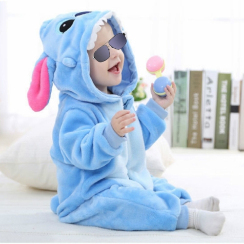 

Babies Cartoon Animal Shape Flannel Jumpsuit Romper, Size:70CM(Blue Stitch)