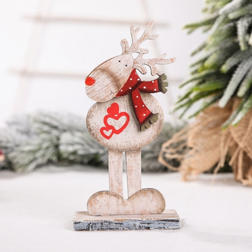 

2 PCS Christmas Decorations Wooden Assembly Christmas Elk Hotel Window Desktop Decoration(Peach Heart )